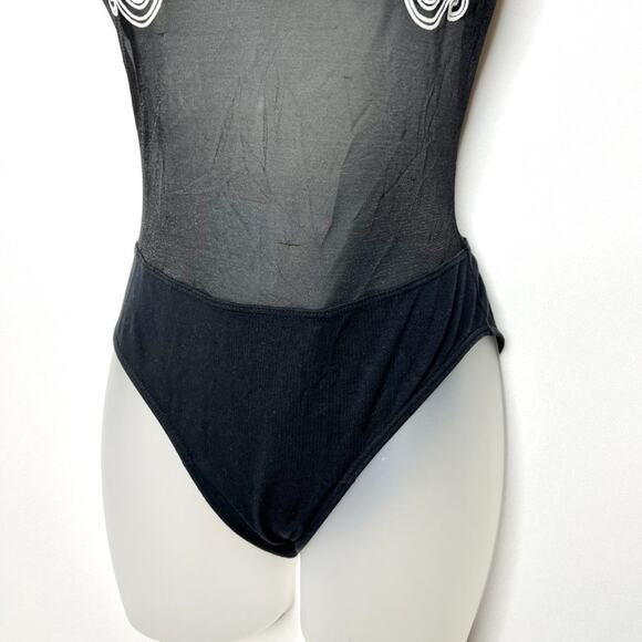 Vintage Yaz Wear Newport News Black Sheer Bodysuit Small - Picture 4 of 14